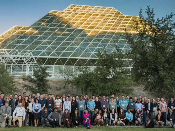 Group photo at Biosphere 2 of the attendees of the 2018 Arizona Student Energy Conference