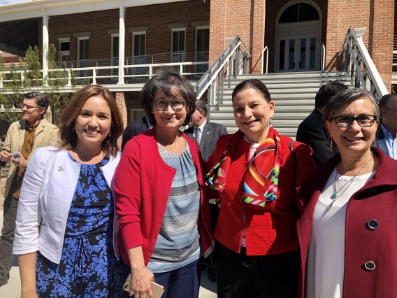 Dr. Nadia Alvarez, Dr. Cecilia Rosales, and Dr. Elena Centeno with Ambassador Barcena