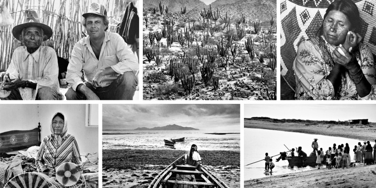 A collage of black and white images featuring Indigenous communities
